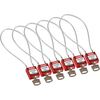 Safety Padlocks - Compact Cable, Red, KA - Keyed Alike, Steel, 216.00 mm, 6 Piece / Box